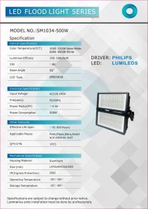 SM1034 LED Floodlight 2-Module 500W Cool-White, Driver _ Philips, LEDChip _ Lumileds ODEA